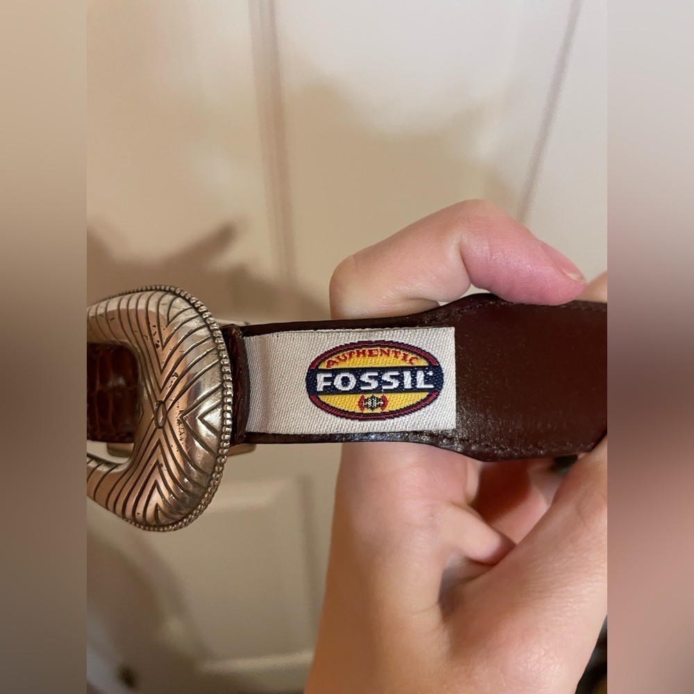 Fossil Vintage Western Core Chunky Brown Leather Belt Size 42 - Picture 2 of 8